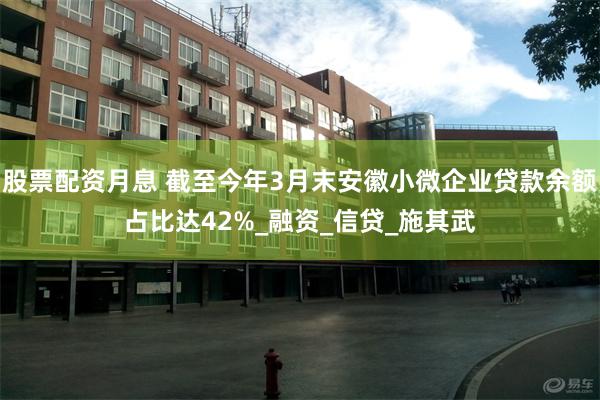 股票配资月息 截至今年3月末安徽小微企业贷款余额占比达42%_融资_信贷_施其武